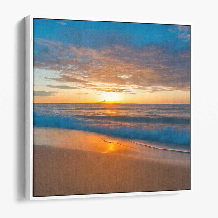 Golden Sands Whisper: Sunset Beach Canvas Art Print
