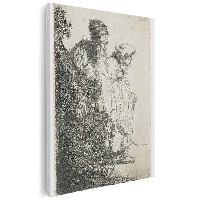 Beggar man and woman behind a bank (1630) by Rembrandt