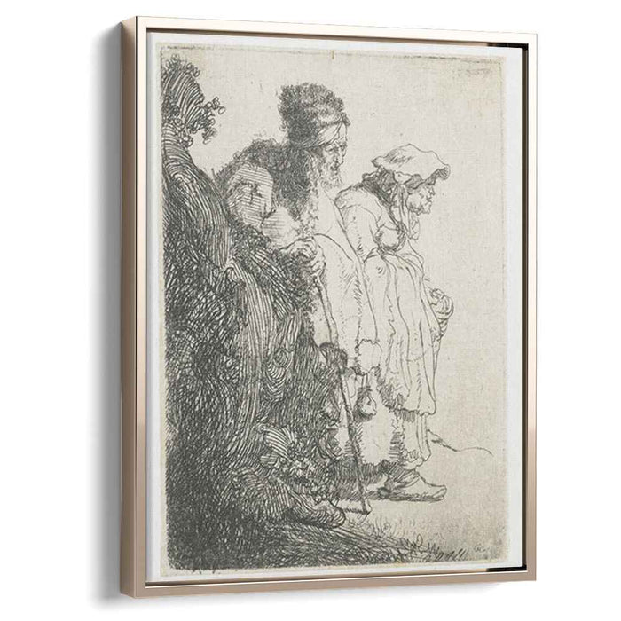 Beggar man and woman behind a bank (1630) by Rembrandt