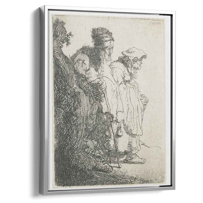 Beggar man and woman behind a bank (1630) by Rembrandt