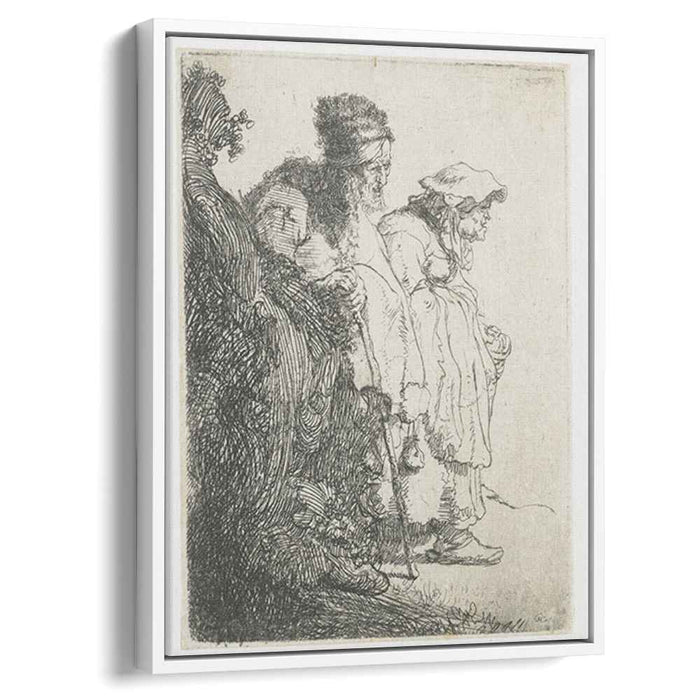 Beggar man and woman behind a bank (1630) by Rembrandt