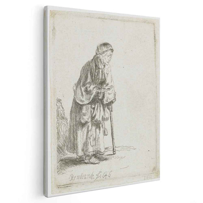 Beggar woman leaning on a stick (1646) by Rembrandt