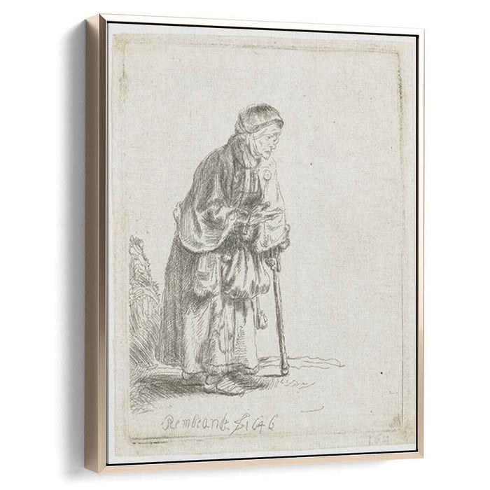 Beggar woman leaning on a stick (1646) by Rembrandt