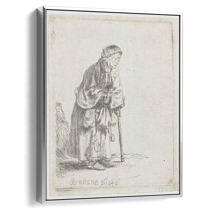 Beggar woman leaning on a stick (1646) by Rembrandt