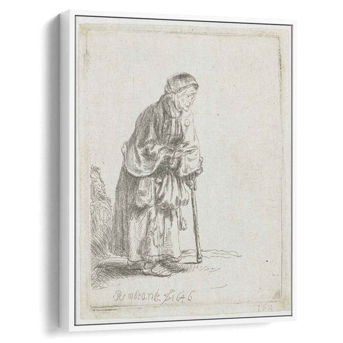 Beggar woman leaning on a stick (1646) by Rembrandt