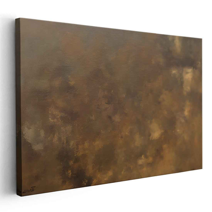 Earthy Whispers Dance: Abstract Expressionist Brown and Ochre Canvas Art Print