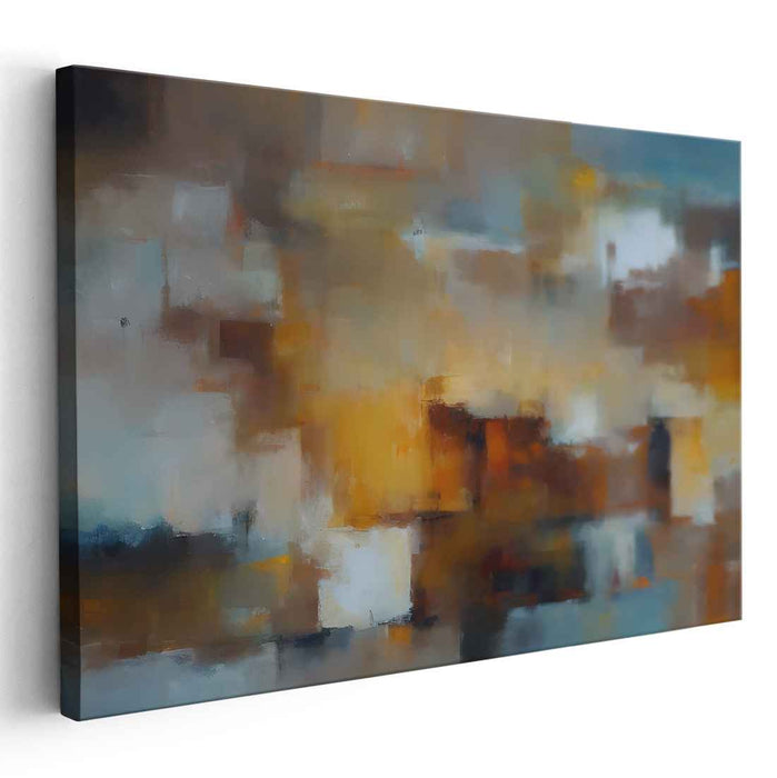 Golden Hues of Serenity: Abstract Expressionist Canvas Art