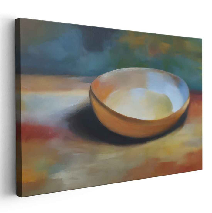 Earthen Bowl Impressions: Modern Realist Ochre Bowl Canvas Art