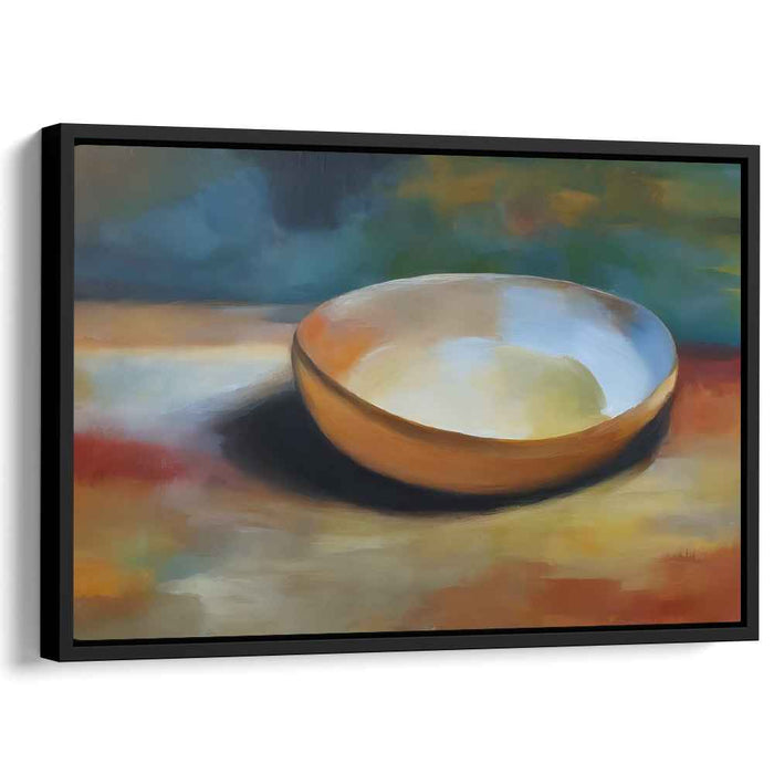 Earthen Bowl Impressions: Modern Realist Ochre Bowl Canvas Art