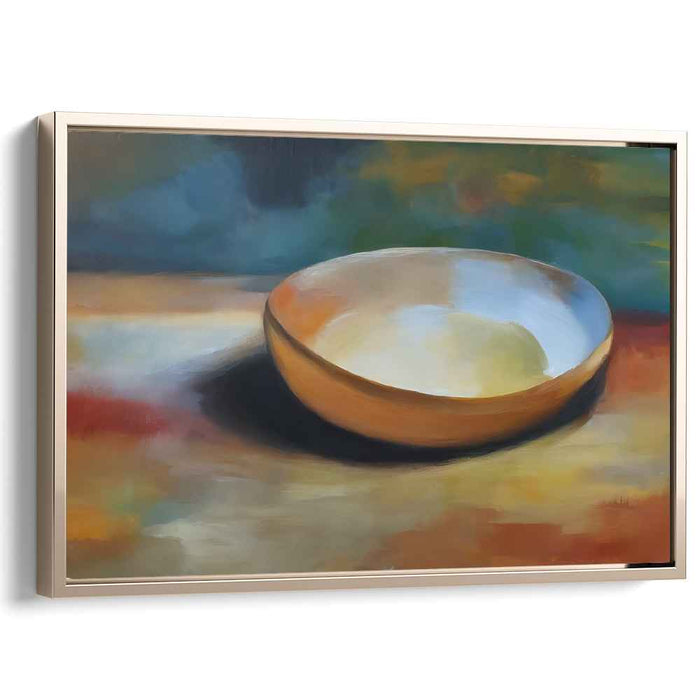 Earthen Bowl Impressions: Modern Realist Ochre Bowl Canvas Art