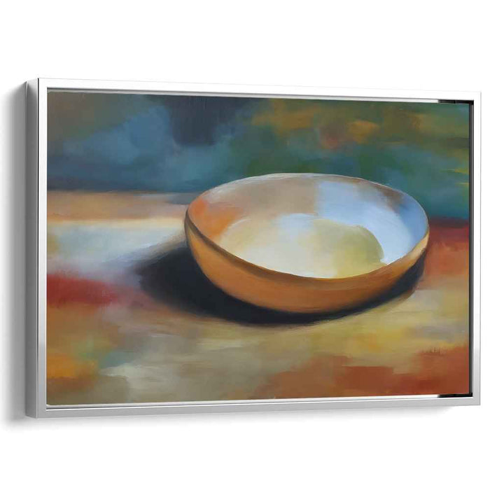 Earthen Bowl Impressions: Modern Realist Ochre Bowl Canvas Art