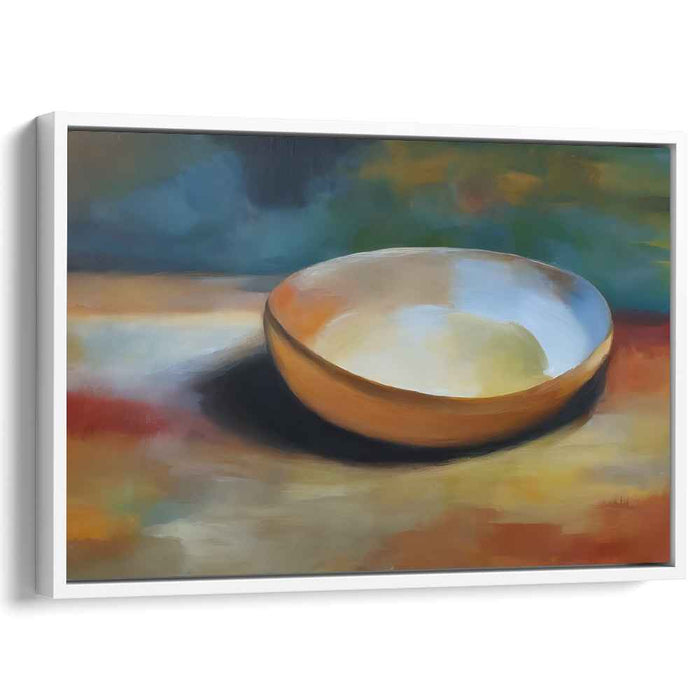 Earthen Bowl Impressions: Modern Realist Ochre Bowl Canvas Art