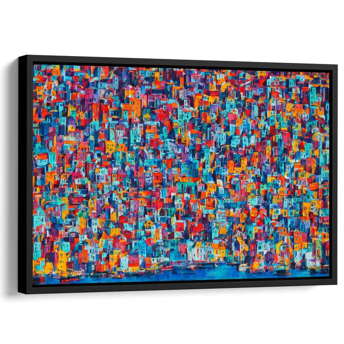 Midnight Cityscape Symphony: Colorful Urban Canvas Art Print