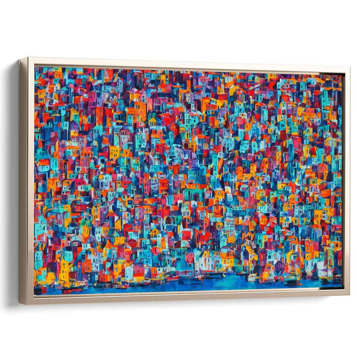 Midnight Cityscape Symphony: Colorful Urban Canvas Art Print