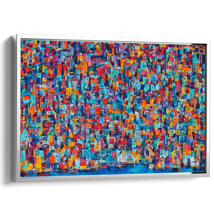 Midnight Cityscape Symphony: Colorful Urban Canvas Art Print