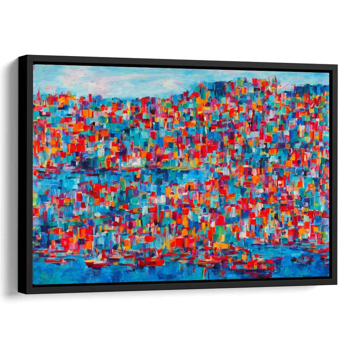 Harbor Whispers Abstracted Symphony: Abstract Impressionist Harbor Scene Canvas Art Print