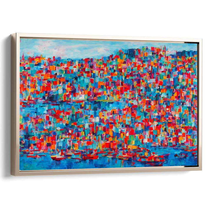 Harbor Whispers Abstracted Symphony: Abstract Impressionist Harbor Scene Canvas Art Print