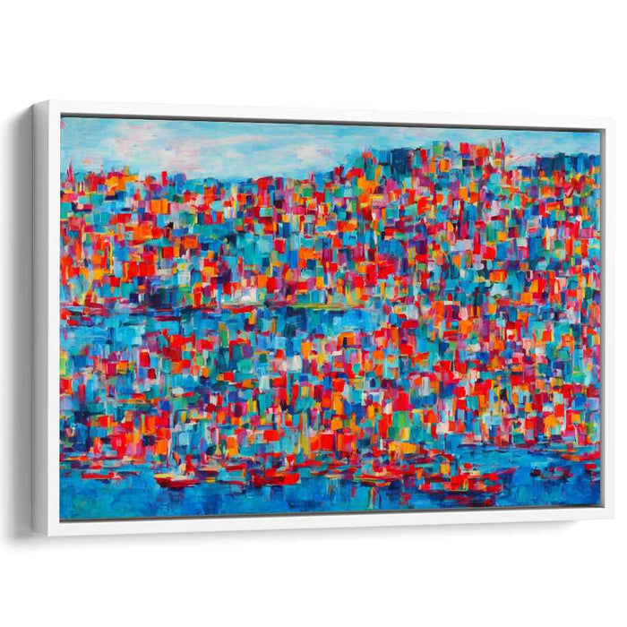 Harbor Whispers Abstracted Symphony: Abstract Impressionist Harbor Scene Canvas Art Print