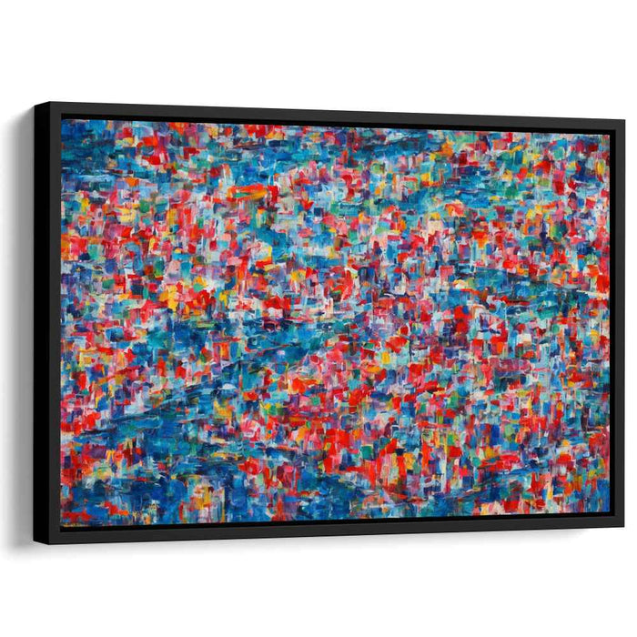 Oceanside Rhapsody: Abstract Impressionist Blue and Red Canvas Art Print