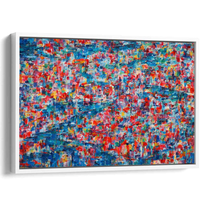 Oceanside Rhapsody: Abstract Impressionist Blue and Red Canvas Art Print