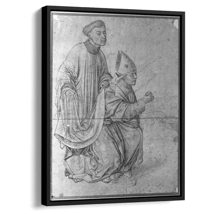 Bishop kneeling, in profile, swinging a censer, accompanied by a clerk by Rogier van der Weyden