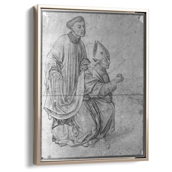 Bishop kneeling, in profile, swinging a censer, accompanied by a clerk by Rogier van der Weyden