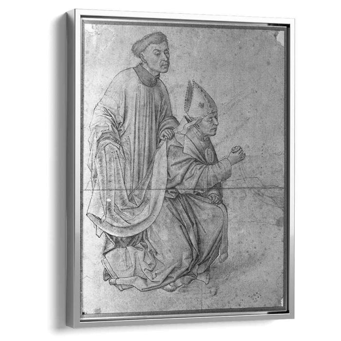 Bishop kneeling, in profile, swinging a censer, accompanied by a clerk by Rogier van der Weyden