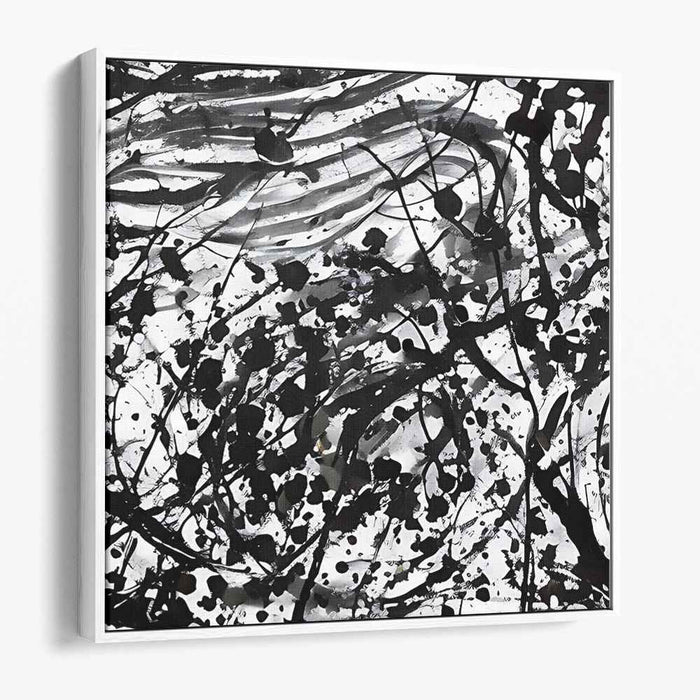 Ink Surrealism: Abstract Expressionist Black and White Canvas Art Print