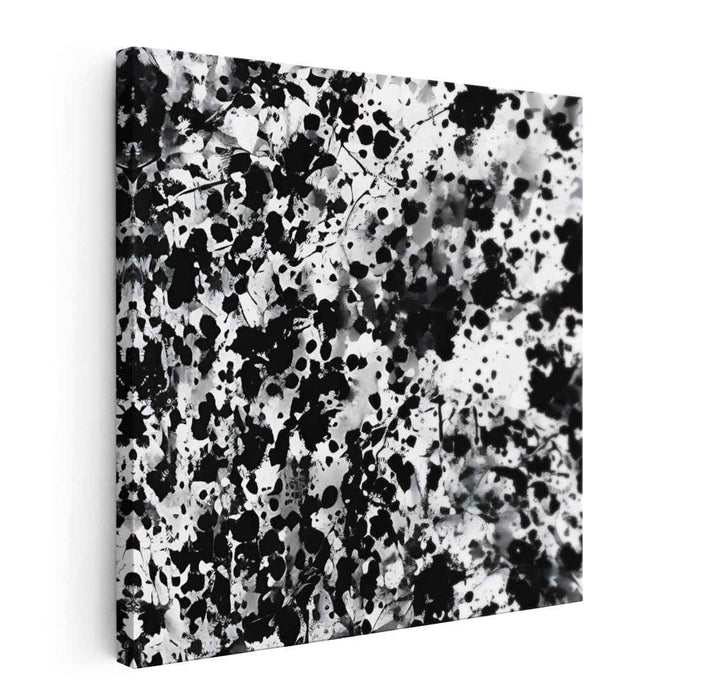 Monochrome Chaos: Abstract Ink Splatter Canvas Art Print