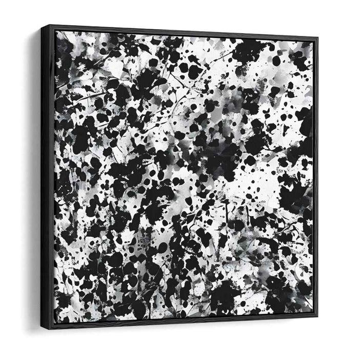 Monochrome Chaos: Abstract Ink Splatter Canvas Art Print