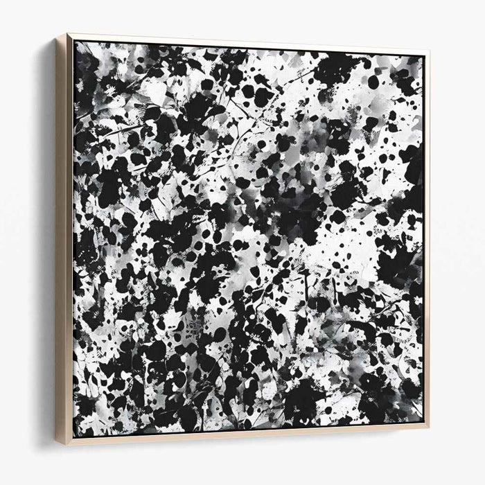 Monochrome Chaos: Abstract Ink Splatter Canvas Art Print