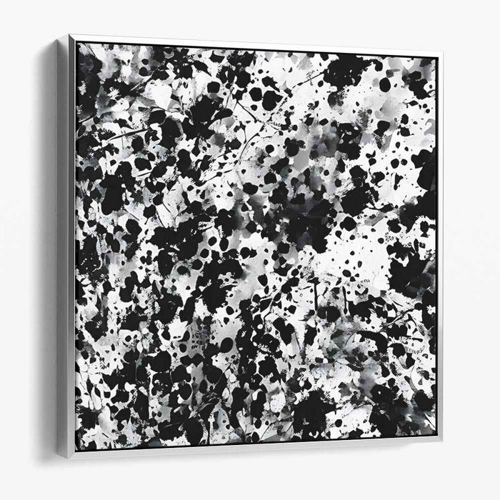 Monochrome Chaos: Abstract Ink Splatter Canvas Art Print