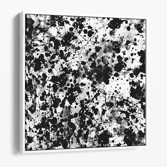 Monochrome Chaos: Abstract Ink Splatter Canvas Art Print