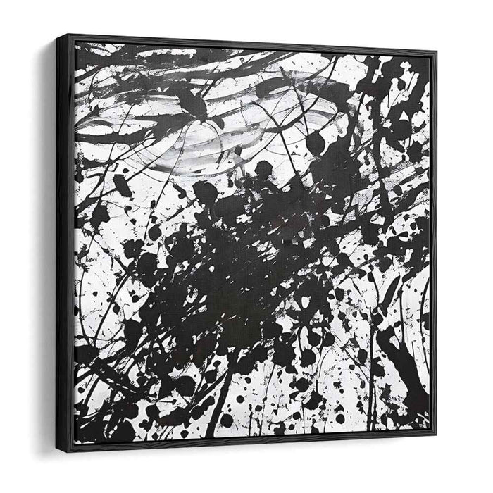 Ink Nebulae: Abstract Black and White Splatter Canvas Art