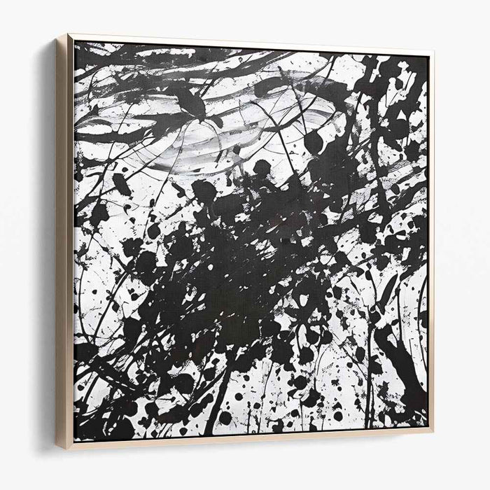 Ink Nebulae: Abstract Black and White Splatter Canvas Art