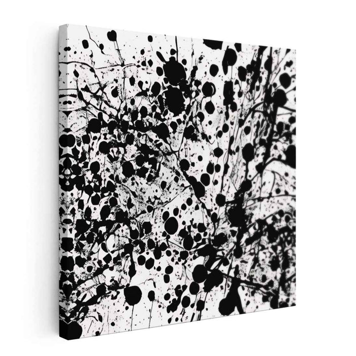 Ink Nebula Drift: Abstract Expressionist Black and White Splatter Canvas Art