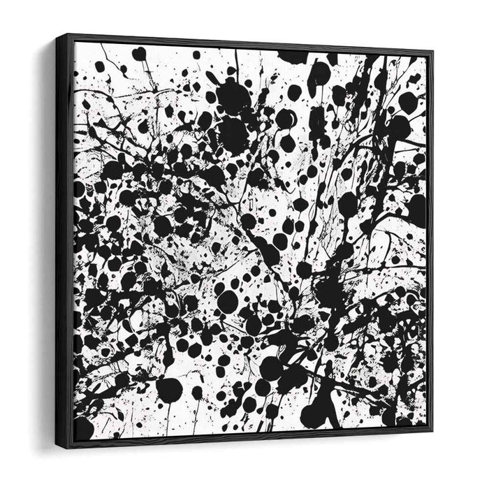 Ink Nebula Drift: Abstract Expressionist Black and White Splatter Canvas Art