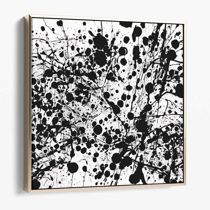 Ink Nebula Drift: Abstract Expressionist Black and White Splatter Canvas Art