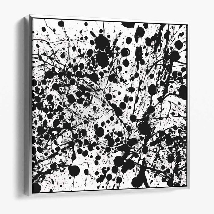 Ink Nebula Drift: Abstract Expressionist Black and White Splatter Canvas Art