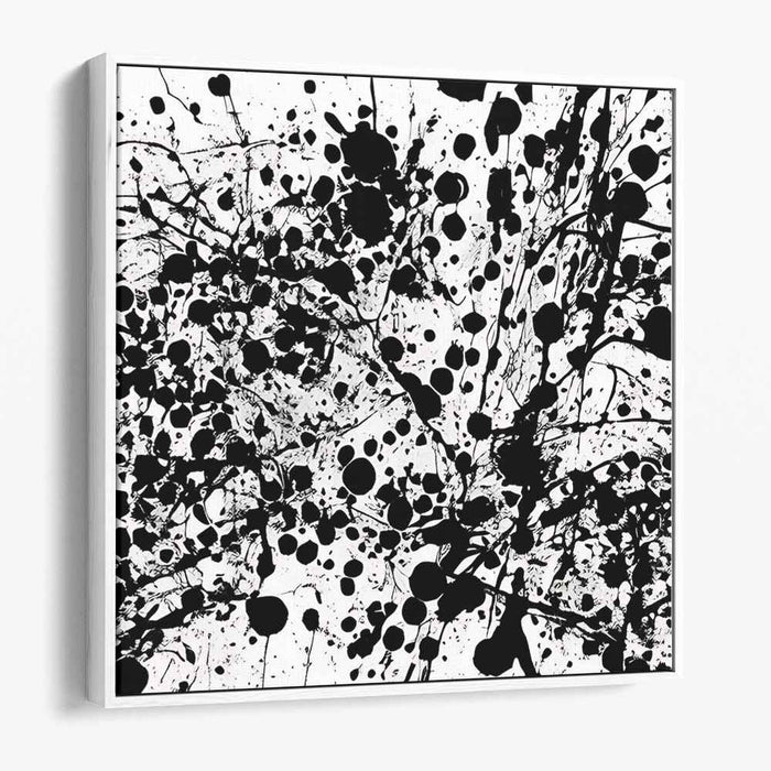 Ink Nebula Drift: Abstract Expressionist Black and White Splatter Canvas Art