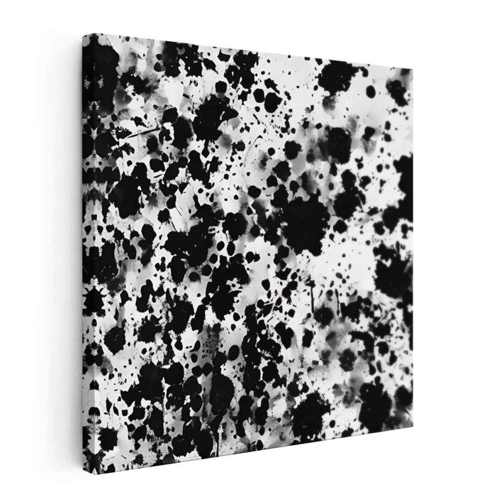 Dynamic Ink Splatter: Monochrome Abstract Expressionist Canvas Art Print