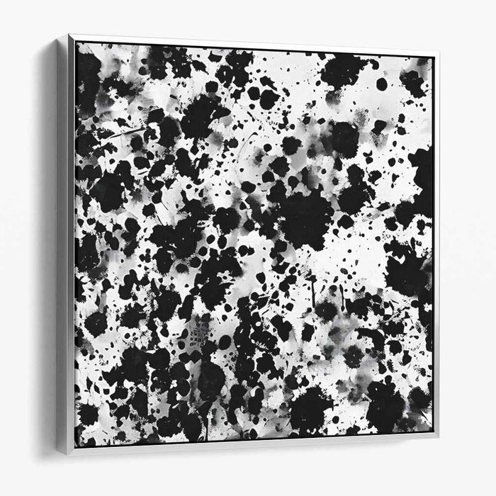 Dynamic Ink Splatter: Monochrome Abstract Expressionist Canvas Art Print