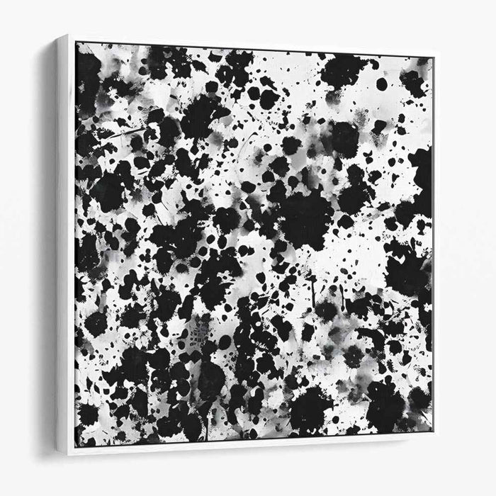 Dynamic Ink Splatter: Monochrome Abstract Expressionist Canvas Art Print