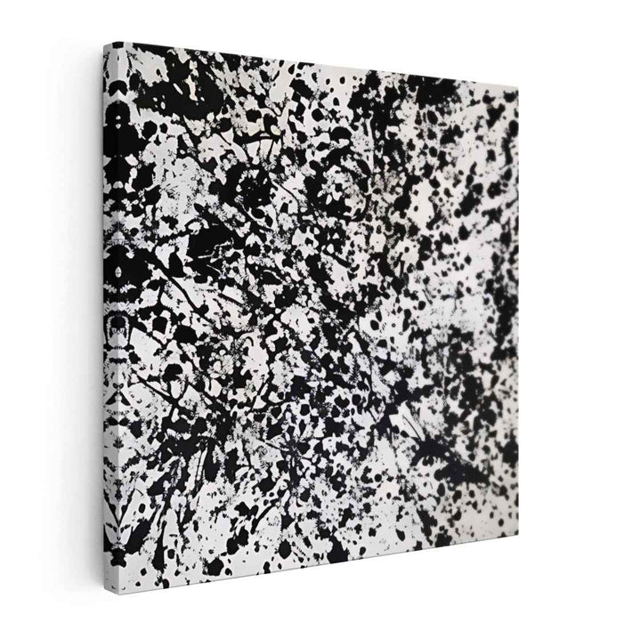 Ink Symphony Chaos Dance: Abstract Expressionist Black and White Splatter Canvas Art