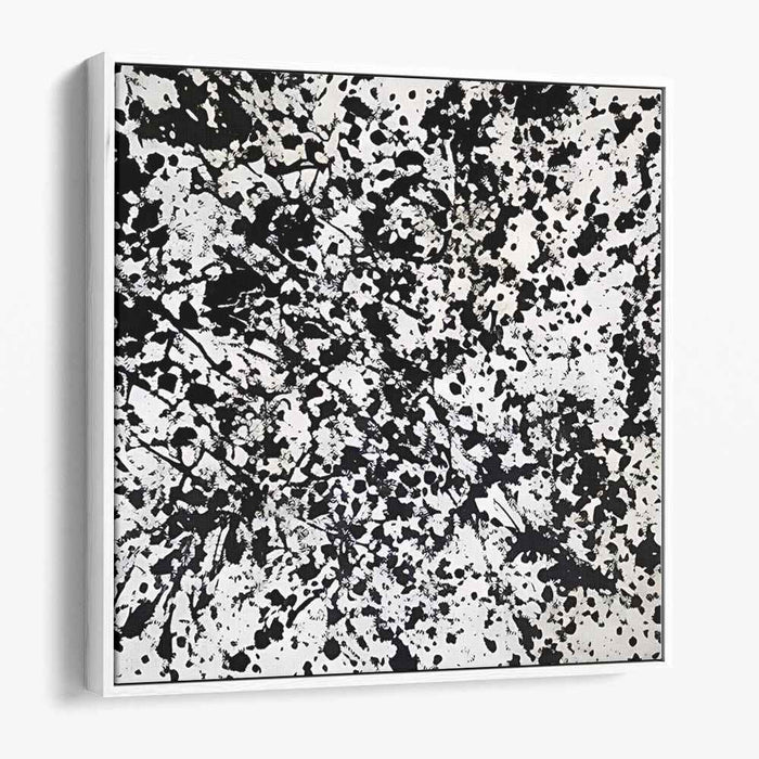 Ink Symphony Chaos Dance: Abstract Expressionist Black and White Splatter Canvas Art