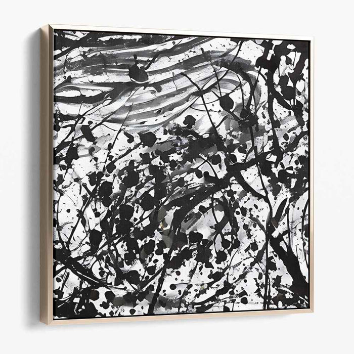 Energetic Expressions: Black and White Abstract Ink Splatter Canvas Art