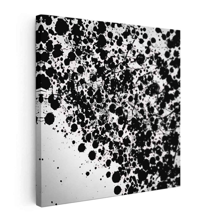 Monochrome Eclat: Dynamic Black Splatter on White Canvas Art