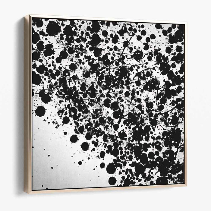 Monochrome Eclat: Dynamic Black Splatter on White Canvas Art