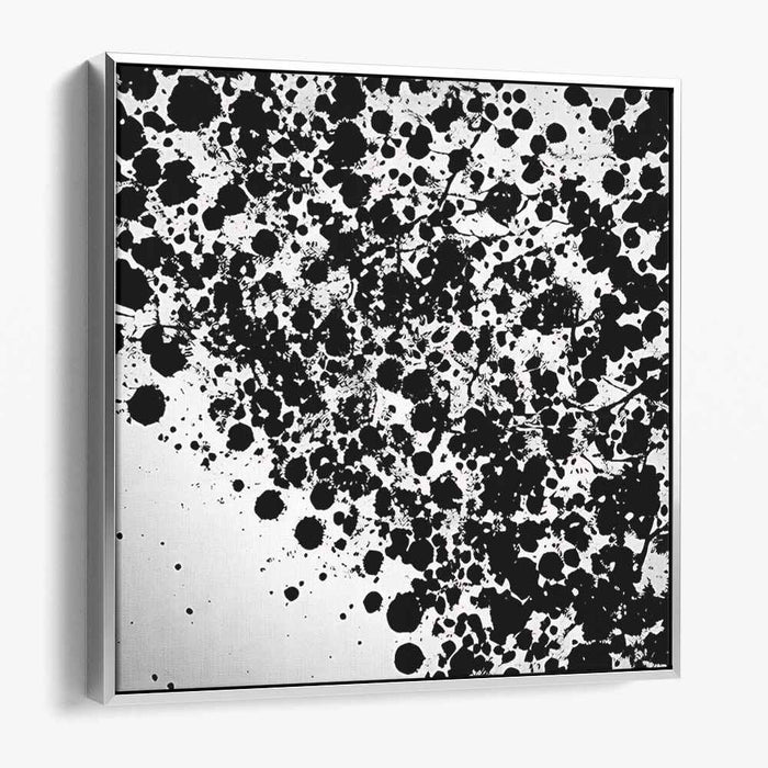 Monochrome Eclat: Dynamic Black Splatter on White Canvas Art