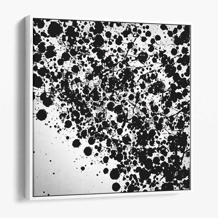 Monochrome Eclat: Dynamic Black Splatter on White Canvas Art